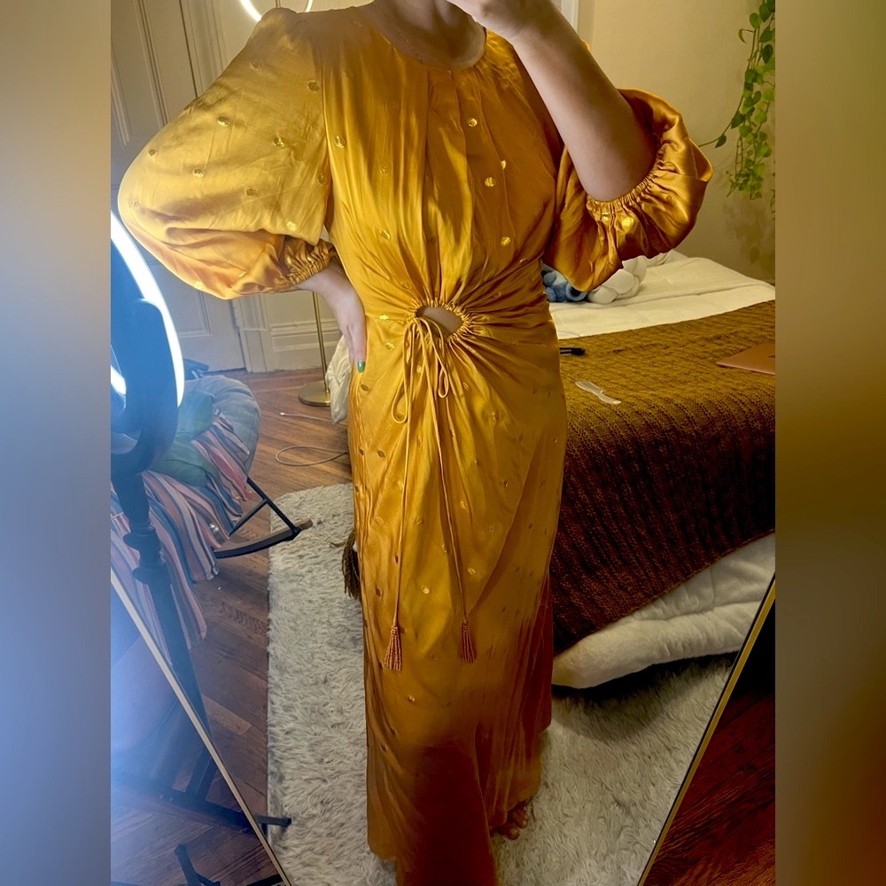 FARM Rio Mustard Long Sleeve Dress - Picture 4 of 13